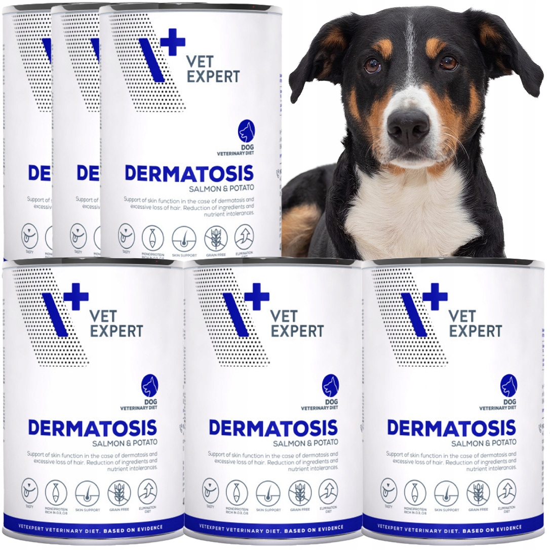 Mokra karma dla psów z dermatozą łosoś Vet Expert Dermatosis 6x400g