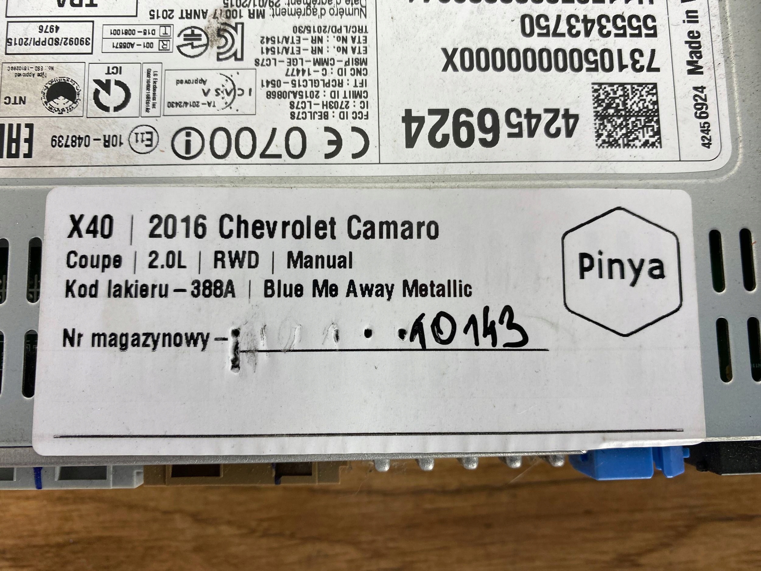 Stacja multimedialna Chevrolet Camaro 2016+