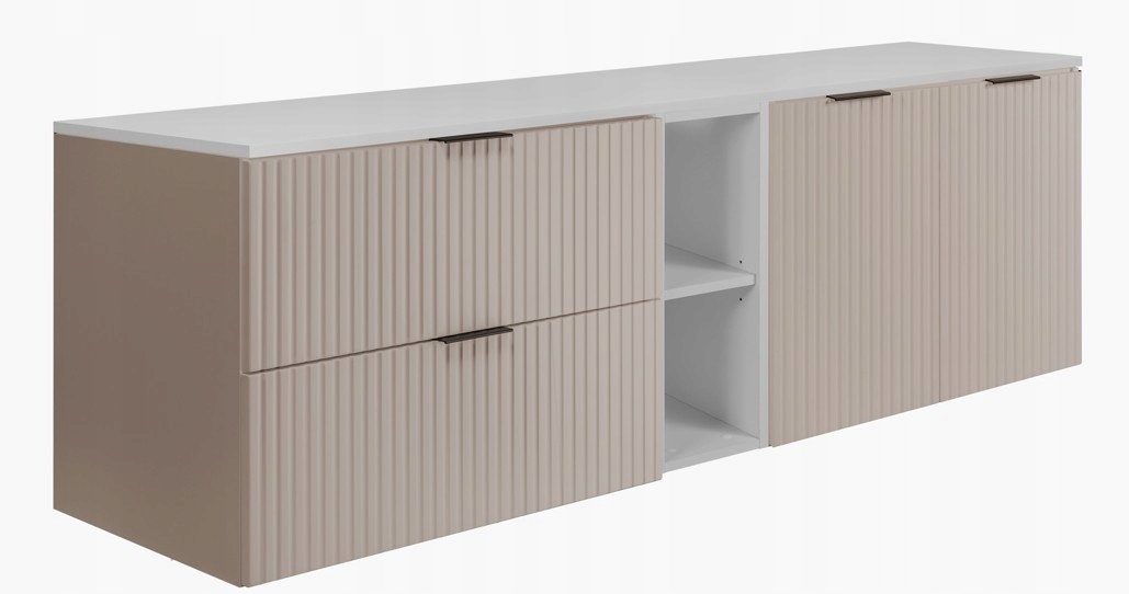 Závěsná koupelnová skříňka pod umyvadlo Kaszmir 160 Ryfle fronty Mdf Blat