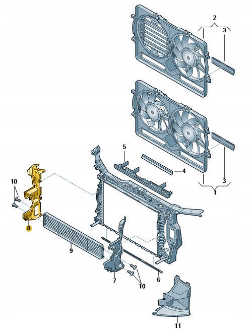 KIEROWNICA POWIETRZA PRZEDNIA PRZÓD PRAWA AUDI Q5 8R ORYGINAŁ 8R0121284R Producent części Audi OE