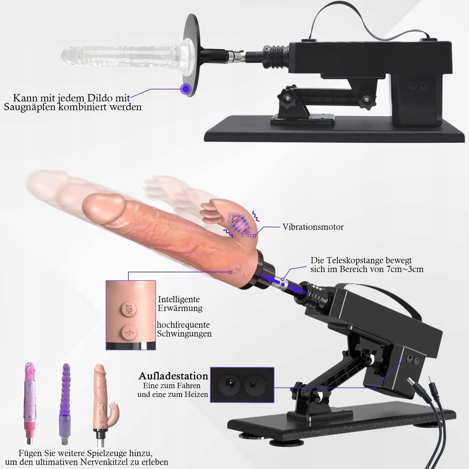NEUE Automatyczna Maszyna Seksualna Z Dildo Dla Kobiet Mężczyzn Par — miniatura 3