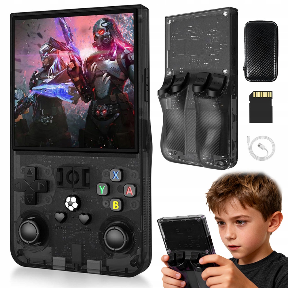 Konsola Do Gier Retro Sd 64 Gb 4,0'' Czarny R36MAX Z Torba 4000 Mah Pl