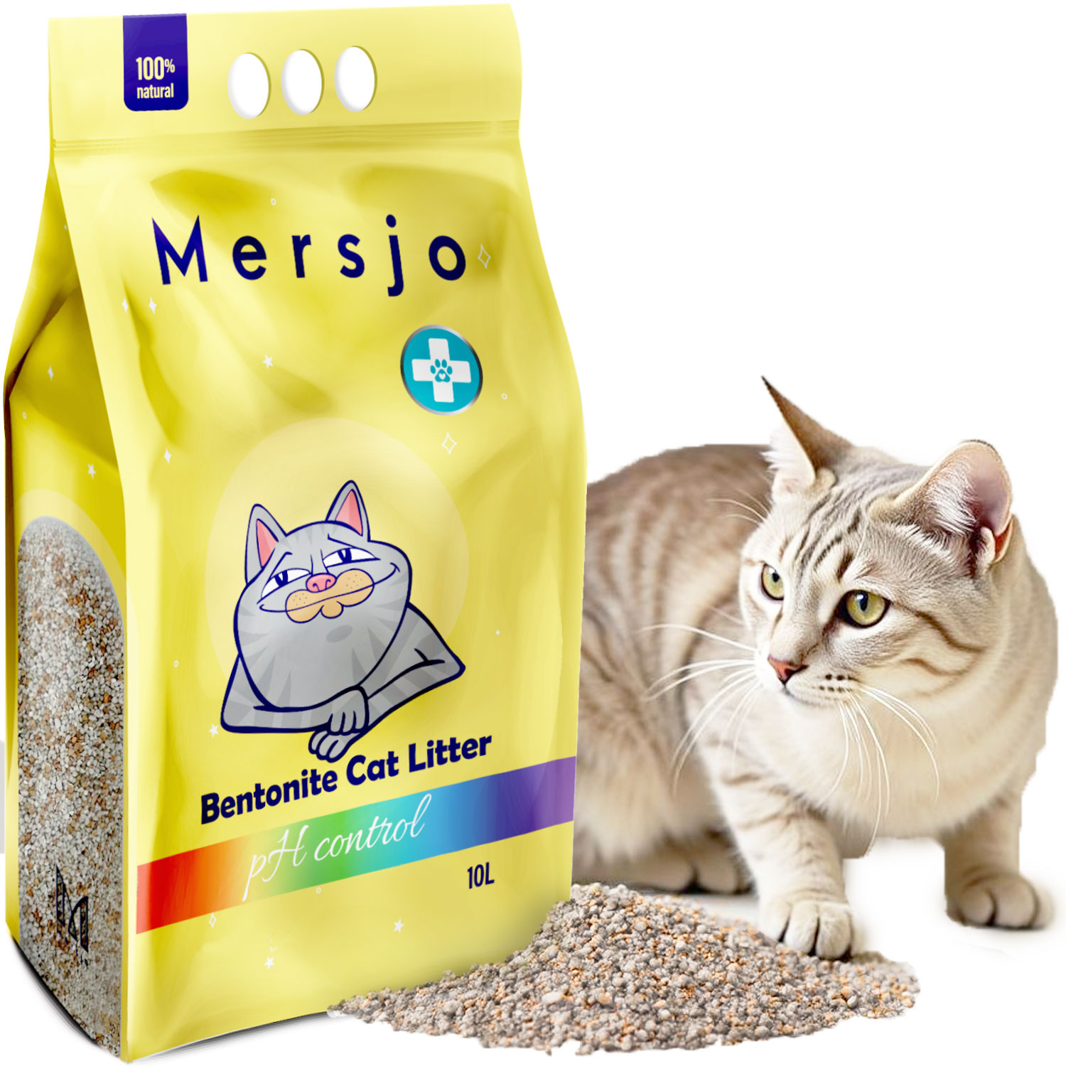 Levně 2x Mersjo Bentonitové stelivo pro kočky Ph Control 10 l