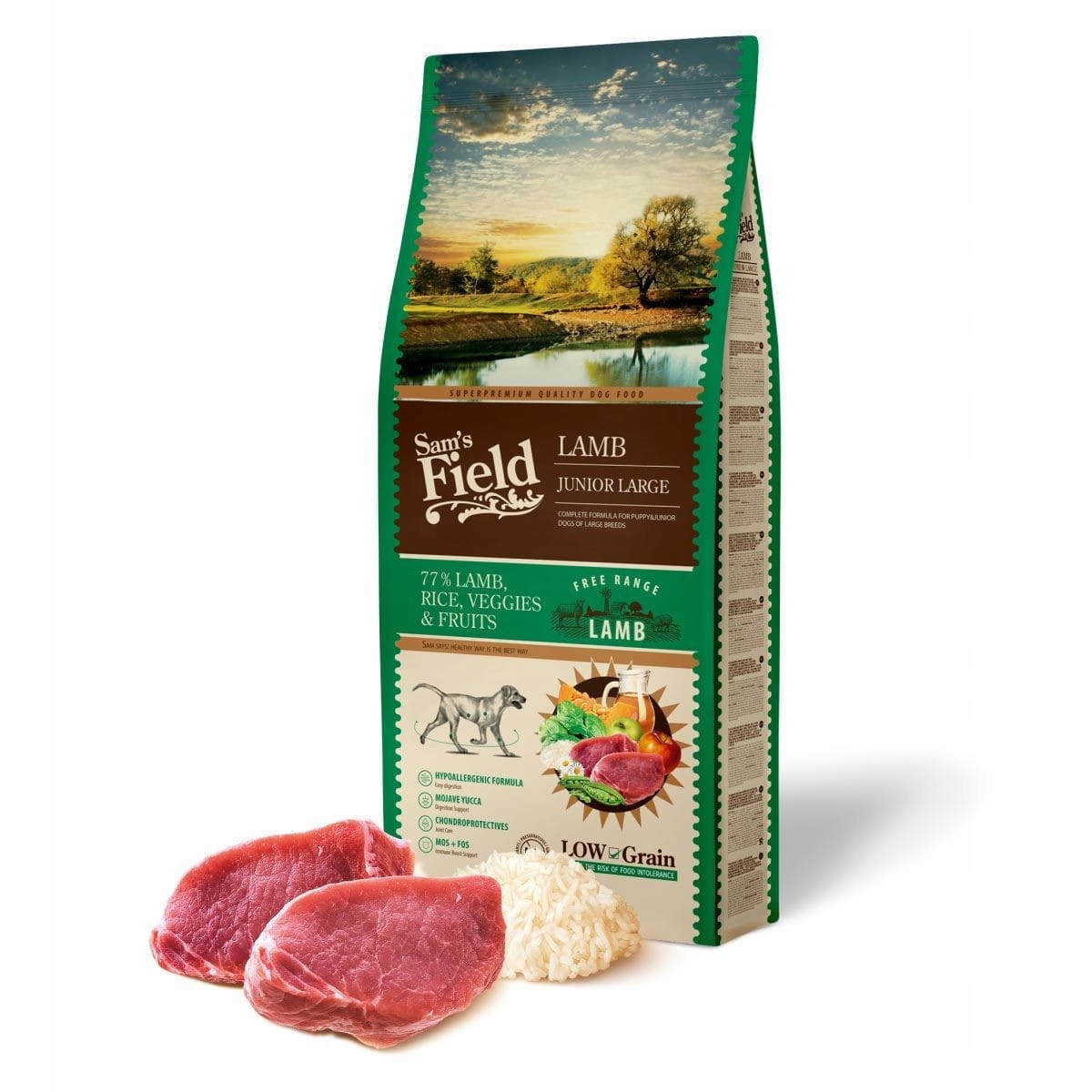 Sucha karma dla młodych psów dużych ras 13 kg Jagnięcina Sam's Field