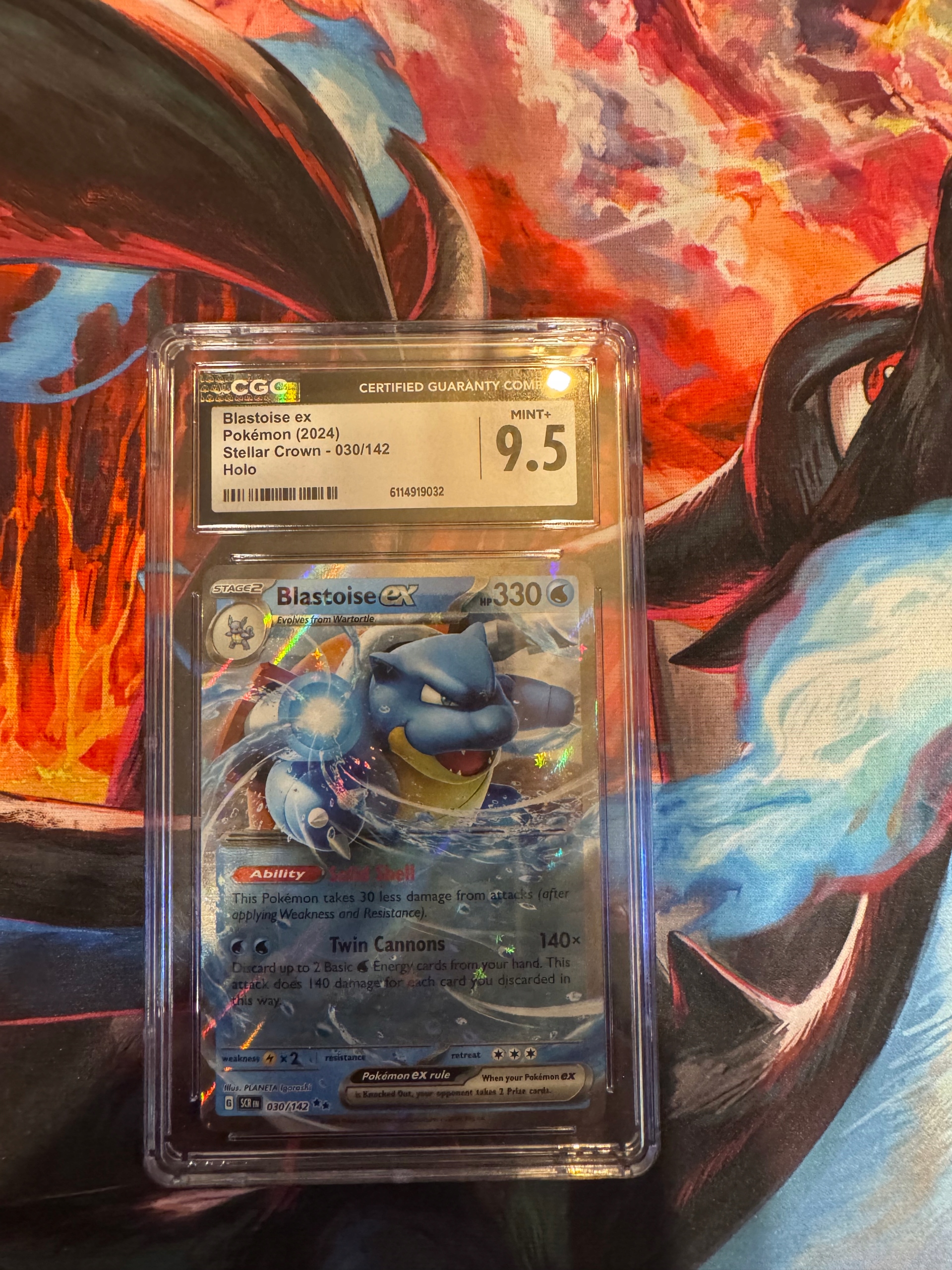 blastoise ex 030/142 stellar crown cgc 9.5 mint+ holo 2024