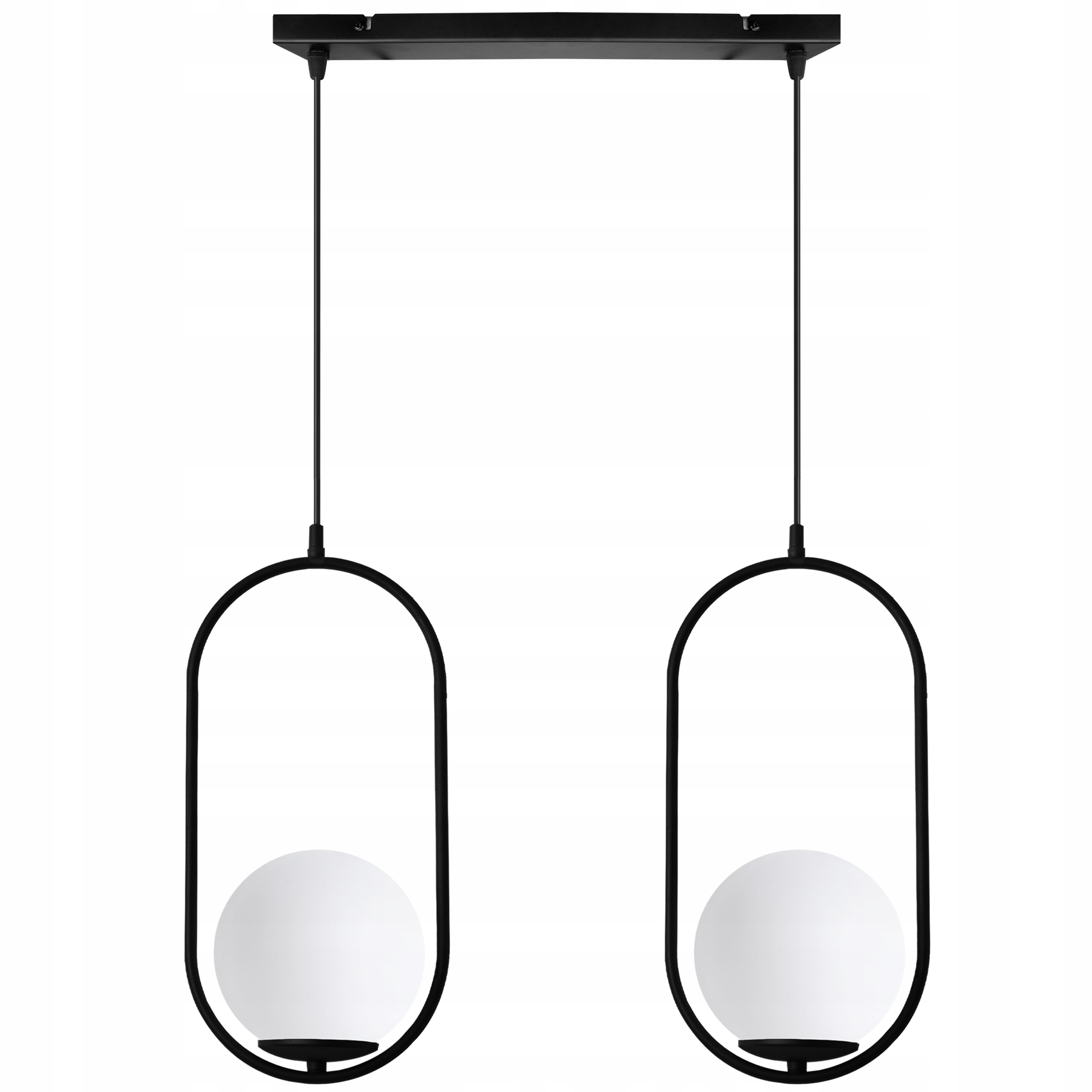 Závěsná Stropní Lampa Lustr Luna Černá Obruč Ring Loft Skleněná Koule