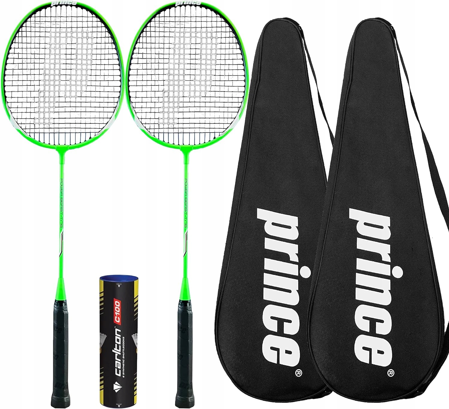 2 x badmintonová raketa Prince Power 75 Ti míčky a obal