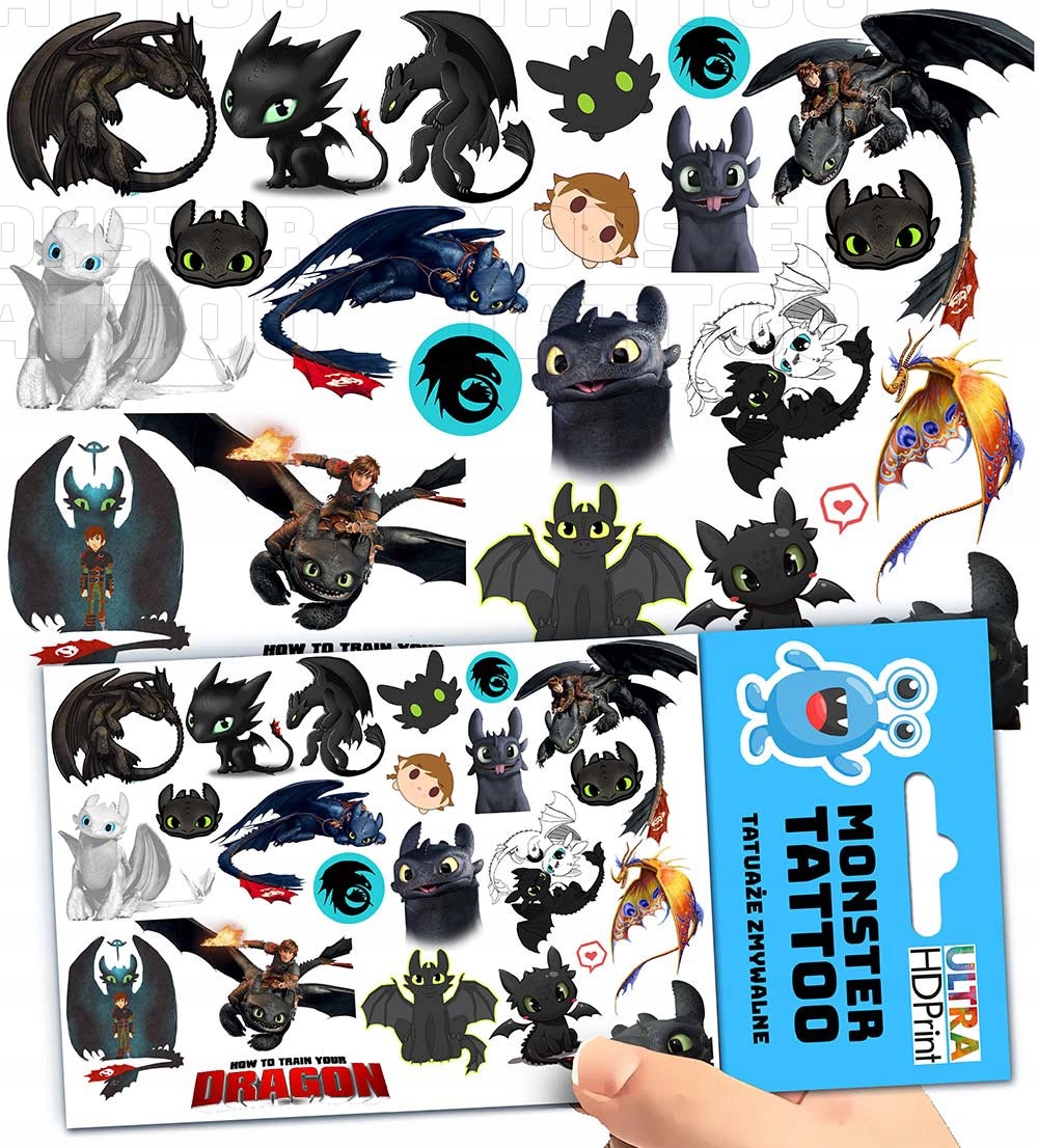 TATUAŻE ZMYWALNE DLA DZIECI DZIECIĘCE JAK WYTRESOWAĆ SMOKA WZORY JAKOŚĆ Marka inny