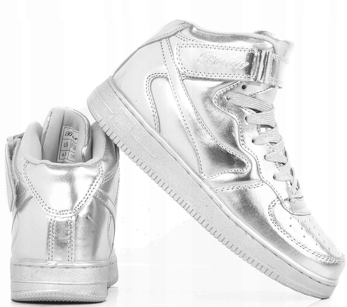 SREBRNE WYSOKIE BUTY SNEAKERSY AIR SPORTOWE 40 Rozmiar US 9