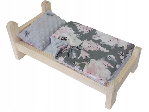 ŁÓŻKO DLA LALEK Z POŚCIELĄ BAWEŁNIANĄ. DLA LALKI