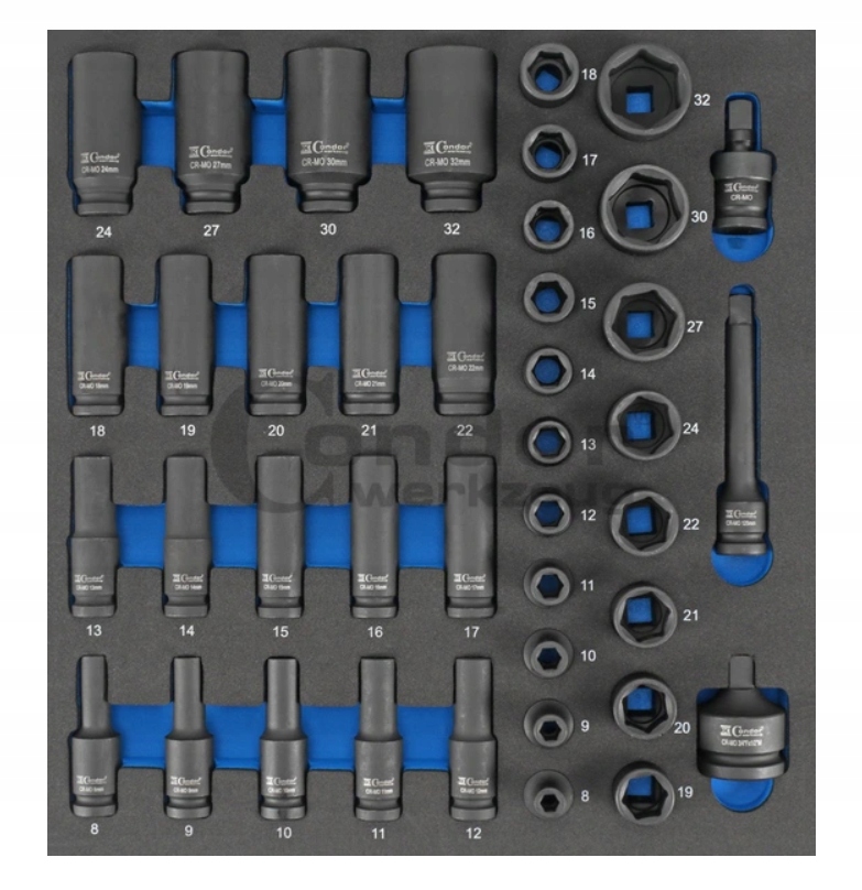 KLUCZE NASADKI UDAROWE 1/2 DŁUGIE KRÓTKIE 41 SZT.