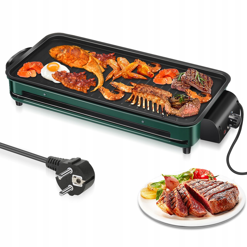 Stolní Elektrický Gril 2V1 Raclette 1500W Pánve Černý 5 teplot