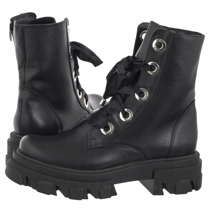 Kožené boty Dámské Kotníkové Boty Nepeke Matea Black Černé