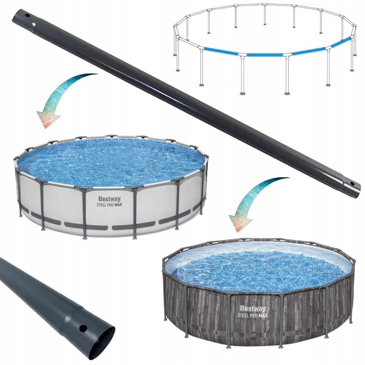 Horizontální trubka P05441 pro rám bazénu Bestway Steel Pro Max, průměr 427 457