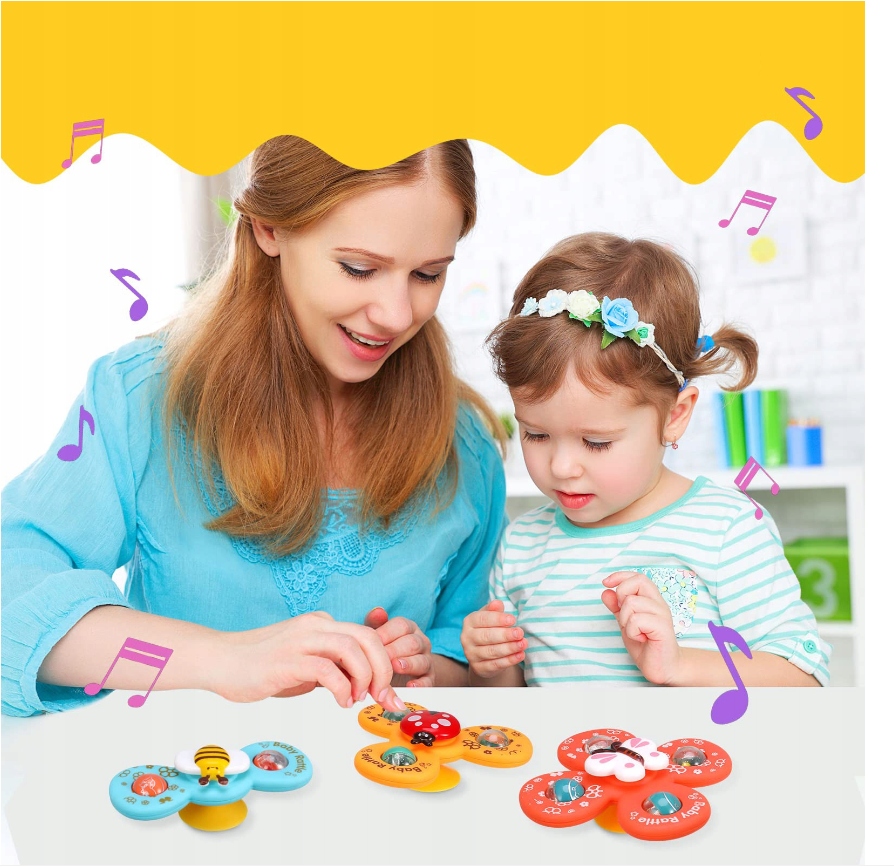 FIDGET SPINNER Z PRZYSSAWKĄ SENSORYCZNĄ KĄPIEL PREZENT GRZECHOTKA 3 SZTUKI Materiał guma plastik