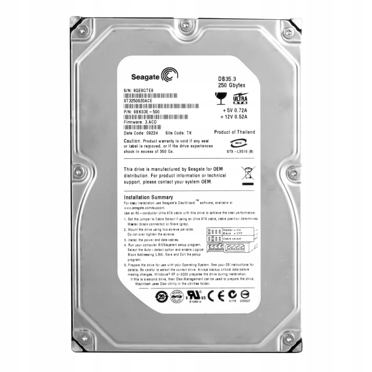 Seagate DB35.3 250GB 7.2K Ata 3.5'' ST3250820ACE
