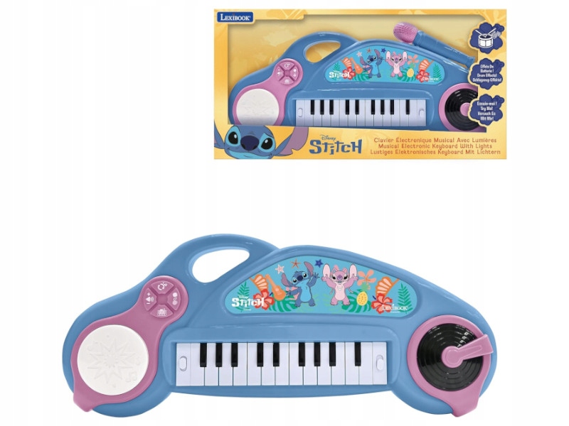 Lexibook Disney Stitch Keyboard z mikrofonem dla dzieci 3+ K704D