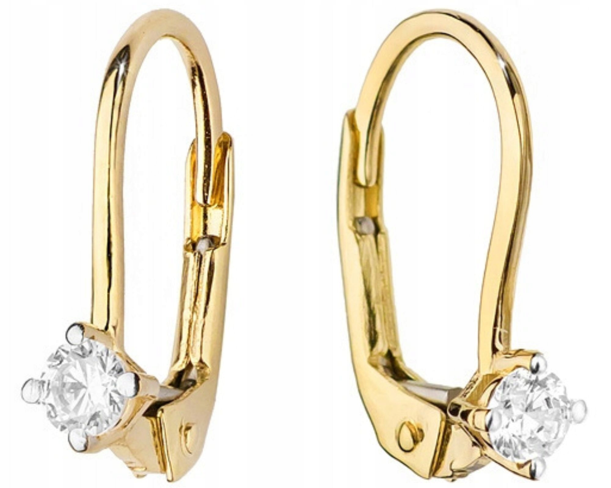 Zlaté náušnice visící s diamanty a brilianty 585