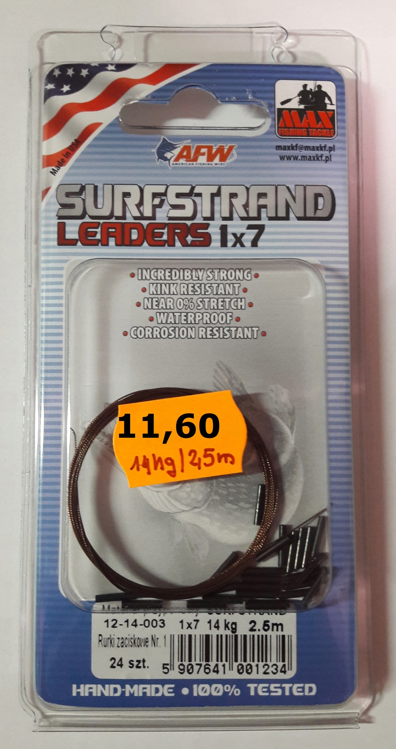 Materiał przyponowy Surfstrand 1x7, 14kg–2,5 m,MAX