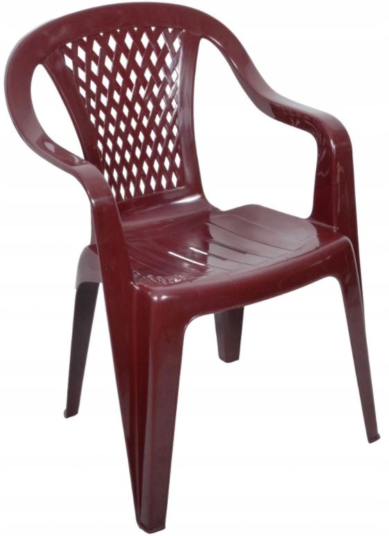 ZESTAW PLASTIKOWY 6+1 KRZESŁA STÓŁ PARASOL BORDO Producent OŁER