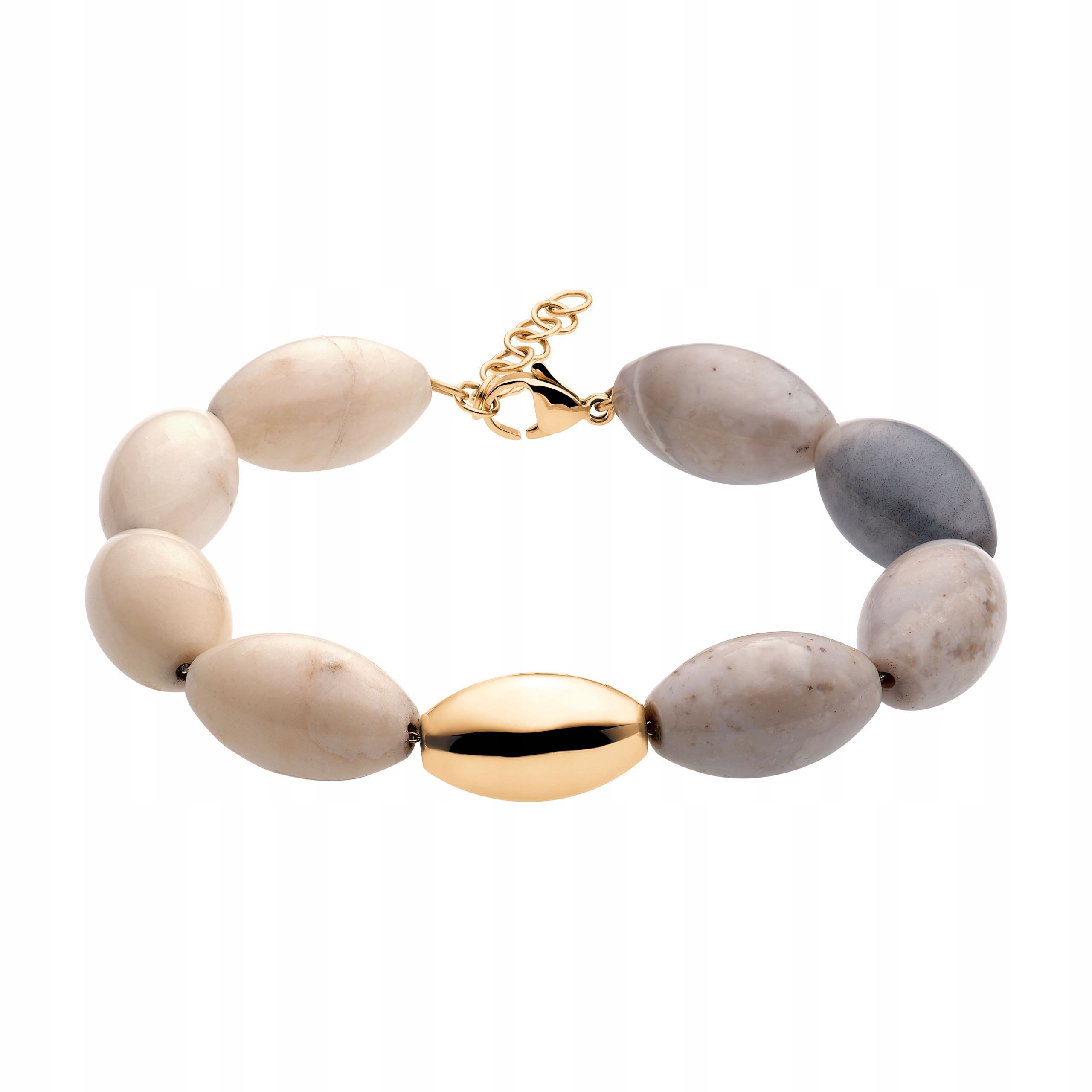 Magnetický náramek Kámen Jadeit Achát Ocel Regulovatelný Řetízek Zlatý