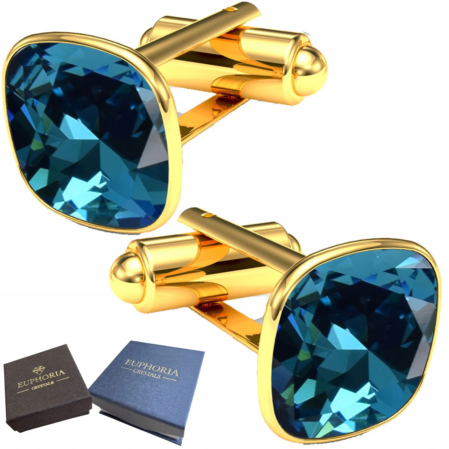 Zlaté manžetové knoflíčky Křišťál Stříbro 925, Dárek k narozeninám a výročí