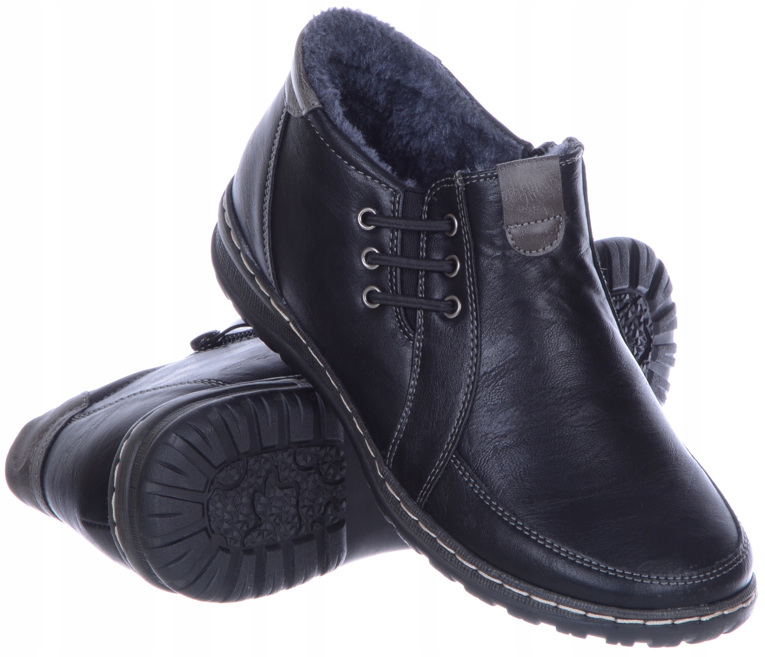 Kotníkové Boty Trapery Dámské boty Teplá černá kůže 43