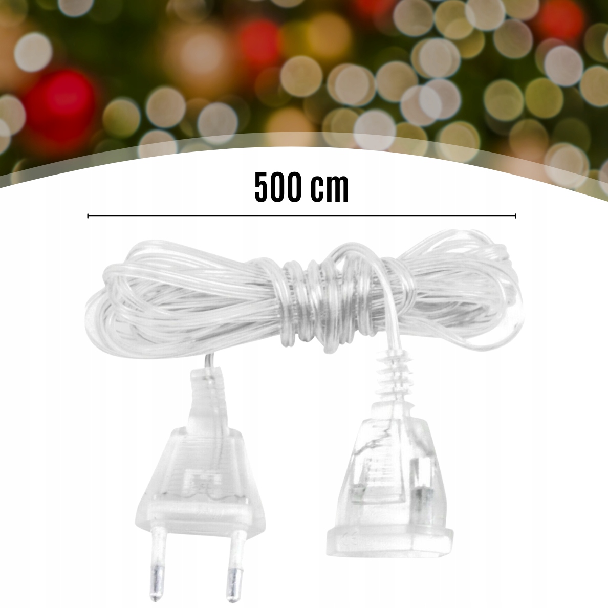 PRZEDŁUŻACZ POJEDYŃCZY PŁASKI 1 GNIAZDO 5 m DO LAMPEK CHOINKOWYCH KURTYNY Marka Focla