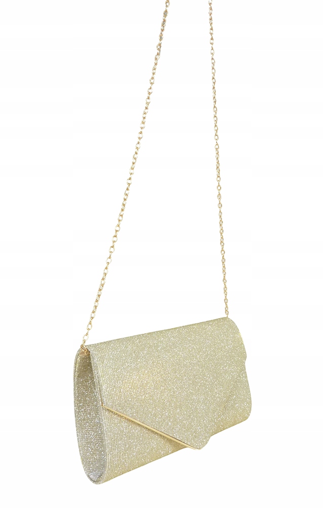 TOREBKA WIZYTOWA na RAMIĘ KOPERTÓWKA ZŁOTA SREBRNA ŁAŃCUSZEK WIECZOROWA Kolor złoty
