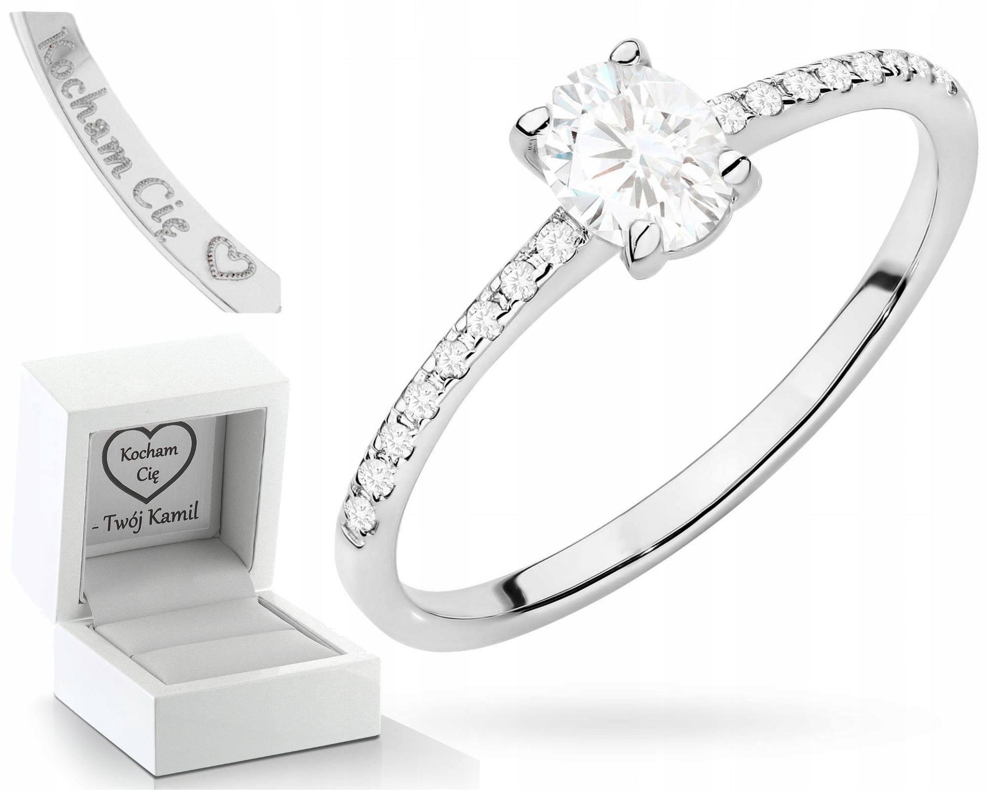 Prstýnek Z Bílého Zlata S Diamanty, Gravírování Bonus , Dárek 585