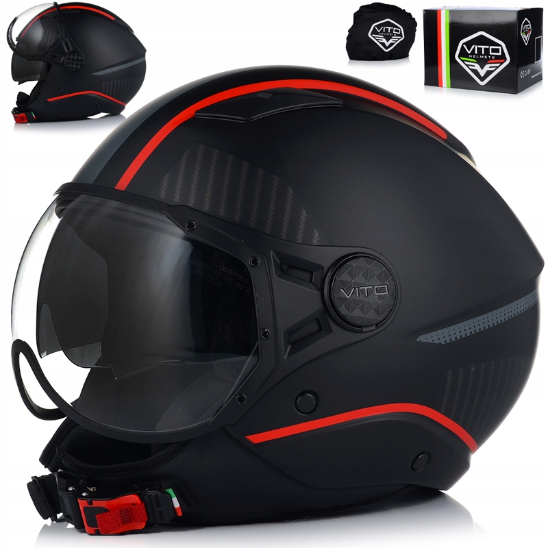 Otvorená Motocyklová Prilba Vito Lavori Skúter Chopper Ece 22.06 Clona