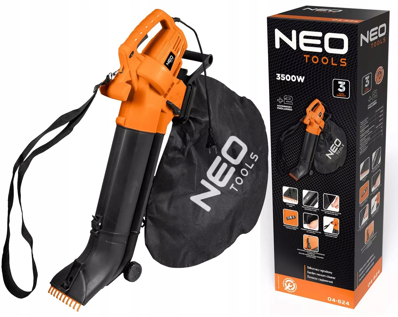 Vysavač 2v1 s sáčkem a drtičem fukar 3500W 45L Neo