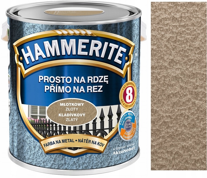 Hammerite Farba Na Rdzę Do Metalu Złoty Młotkowy 5L