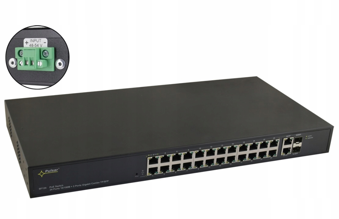 Switch PoE 26-portowy do 24 kamer SF124WP Pulsar
