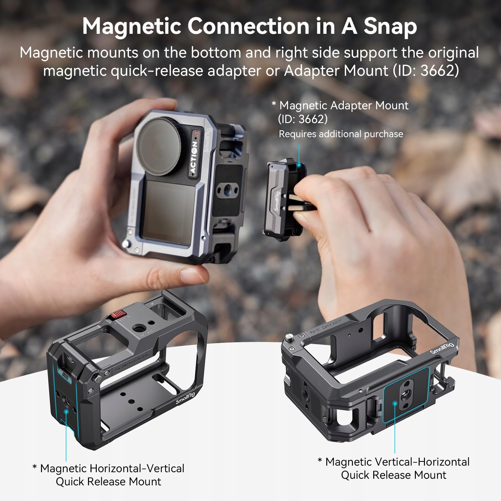 SMALLRIG Klatka Do DJI OSMO Action 5/4/3 Kompatybilna Z DJI MIC — miniatura 5