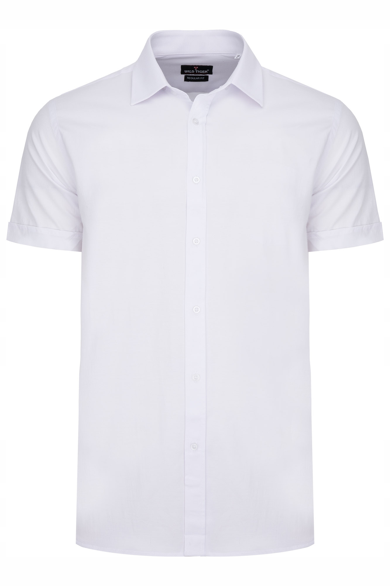 Pánská Košile Bílá Hladká Krátký Rukáv Bavlna Límec Tenký: M/40