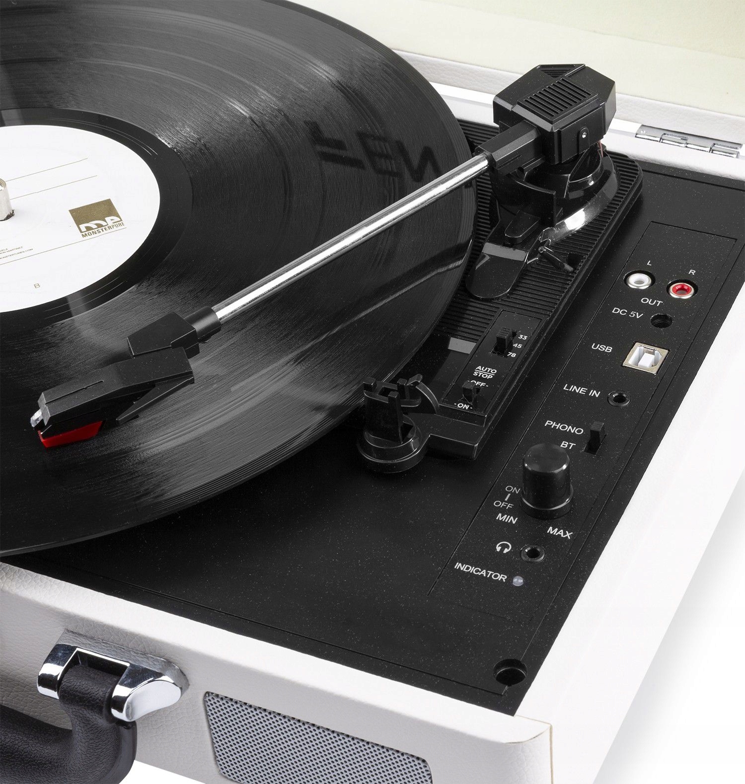 Програвач вінілу Fenton RP115D з USB, кейс, біла версія, модель RP115D