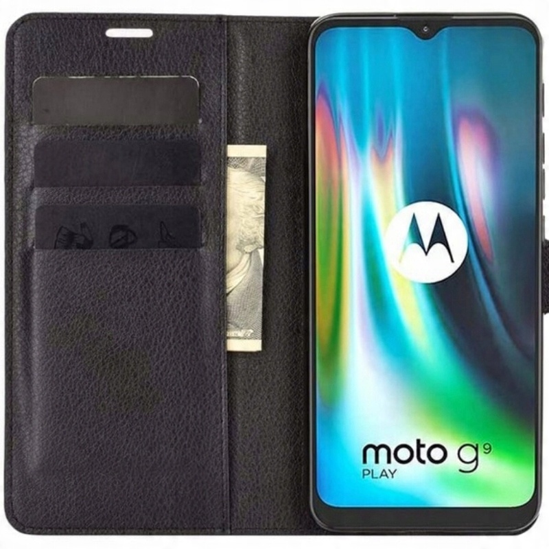 

Etui Z Klapką Portfel Litchi Do Motorola Moto E7