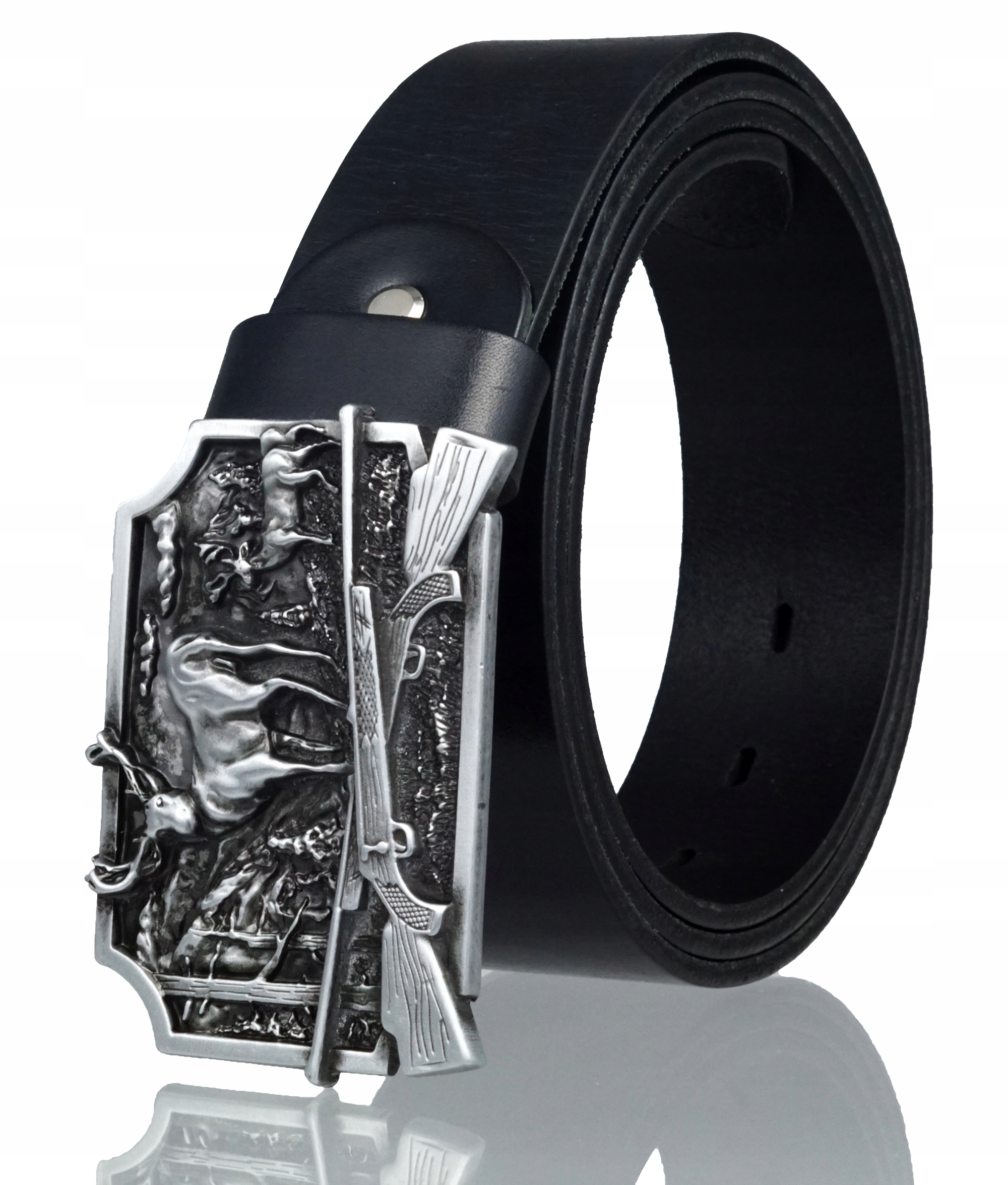 SKÓRZANY PASEK MYŚLIWEGO BLAKARDO 4 CM CZARNY