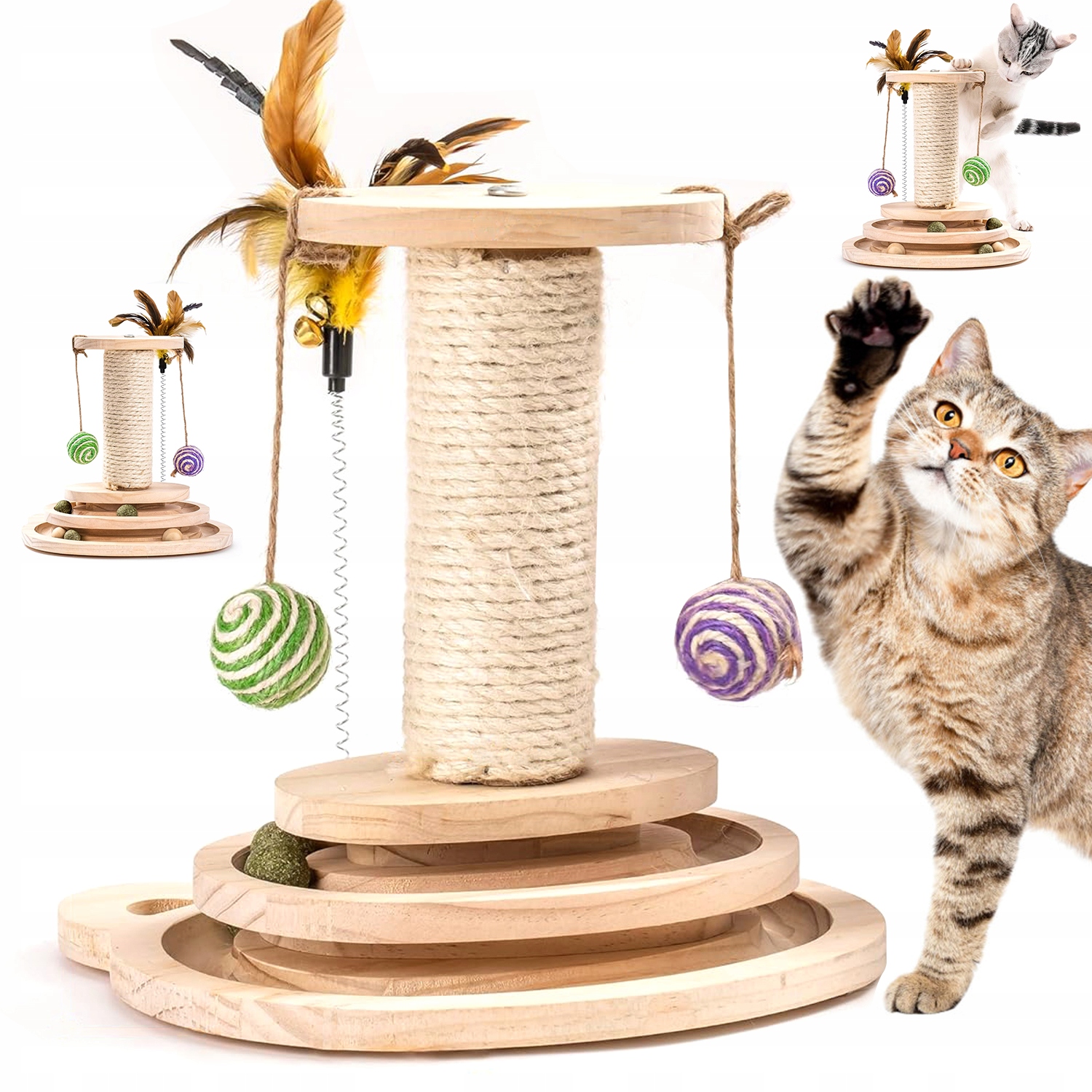 Levně Multifunkční Škrabadlo Sisal Pro Kočky Škrábání Hračka Koťátko 30 CM