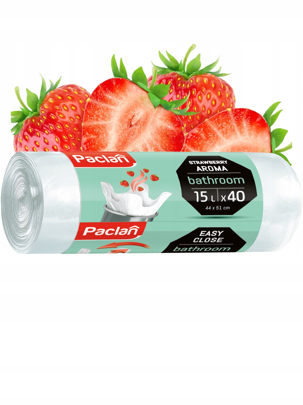 

Paclan worki łazienkowe 15l 40szt Truskawkowe
