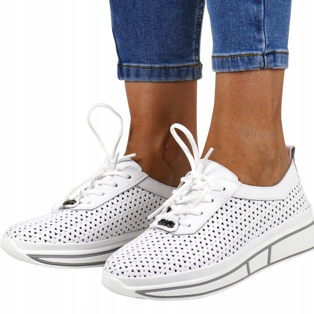 Dámské Kožené Sportovní Polobotky Na Platformě, Bílé, Lehké, Velikost 41