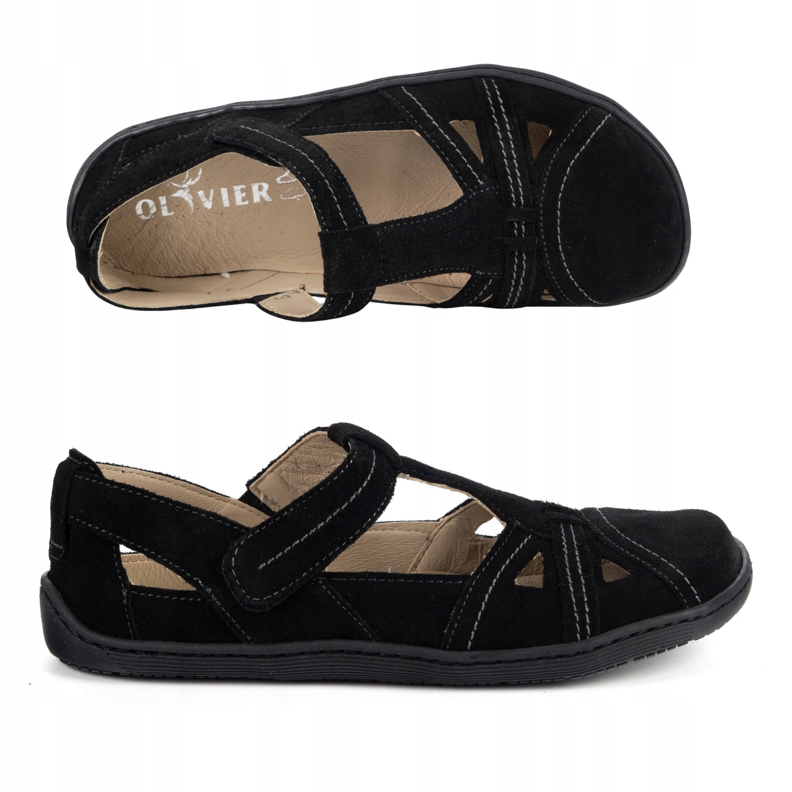 Dámské boty Barefoot na léto Olivier 1285 na suchý zip černé 41