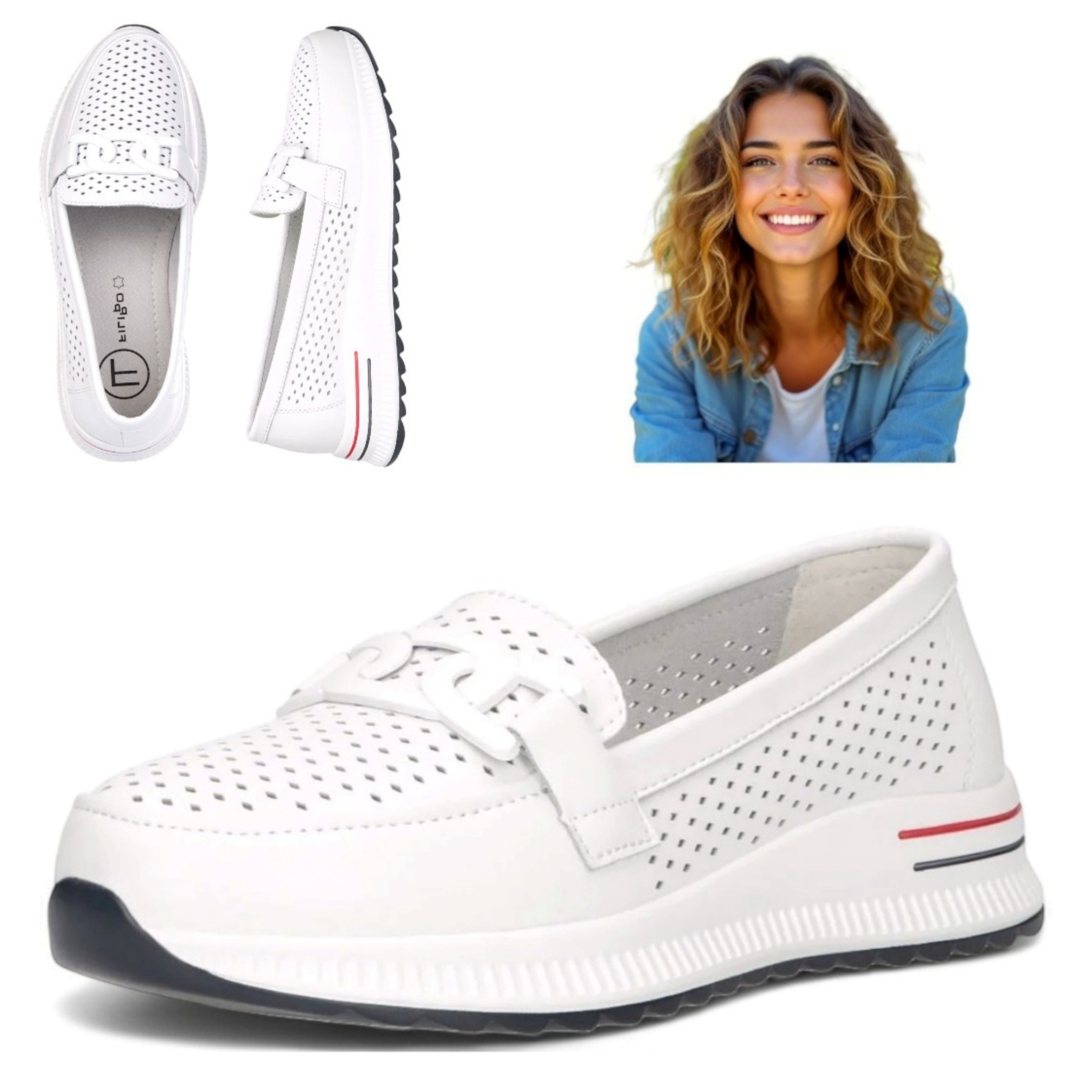 Dámské kožené mokasíny 36 Filippo Ažurové polobotky Letní prodyšné bílé