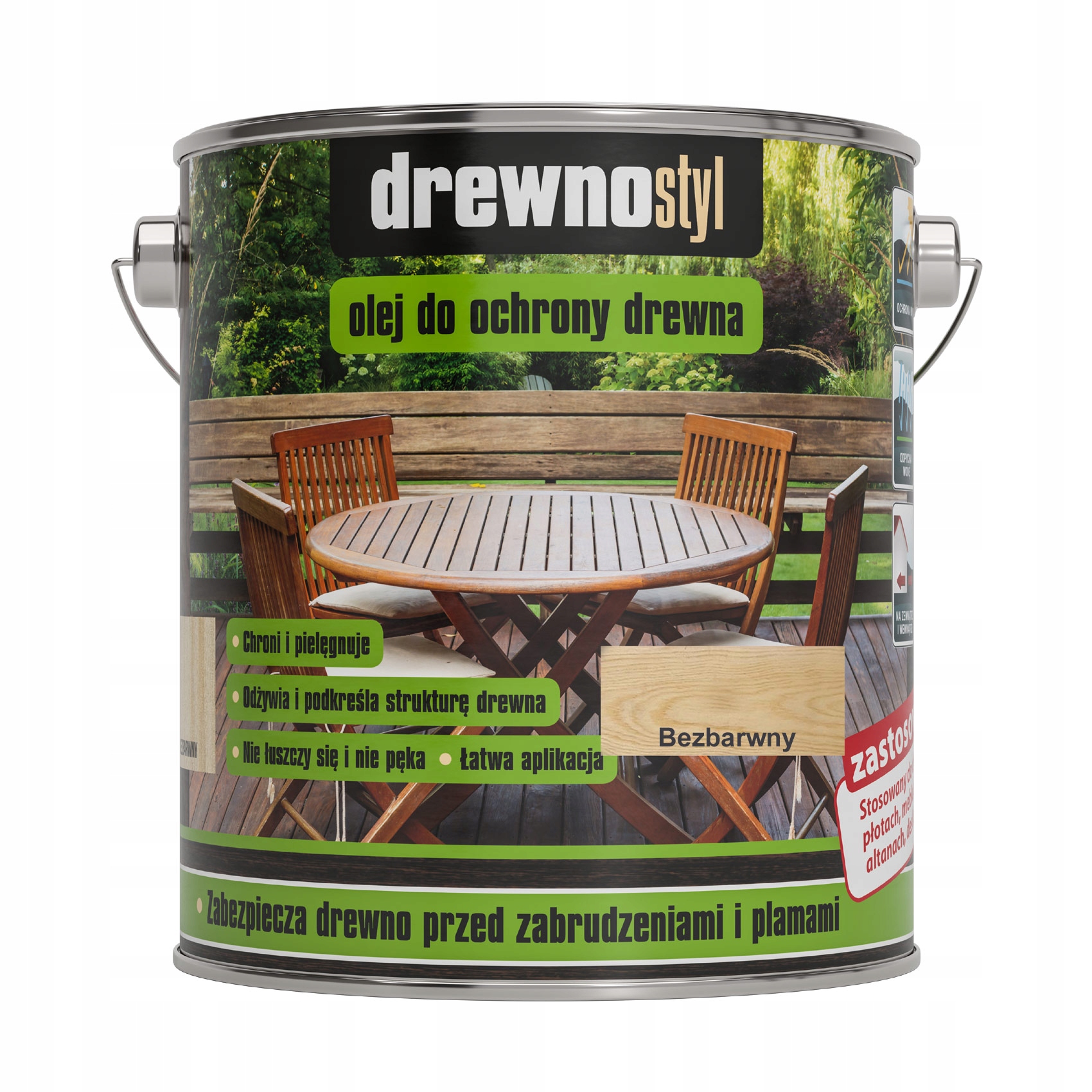 Olej Do Ochrony Drewna Impregnat Bezbarwny Drewnostyl 2,5l Wydajny Taras