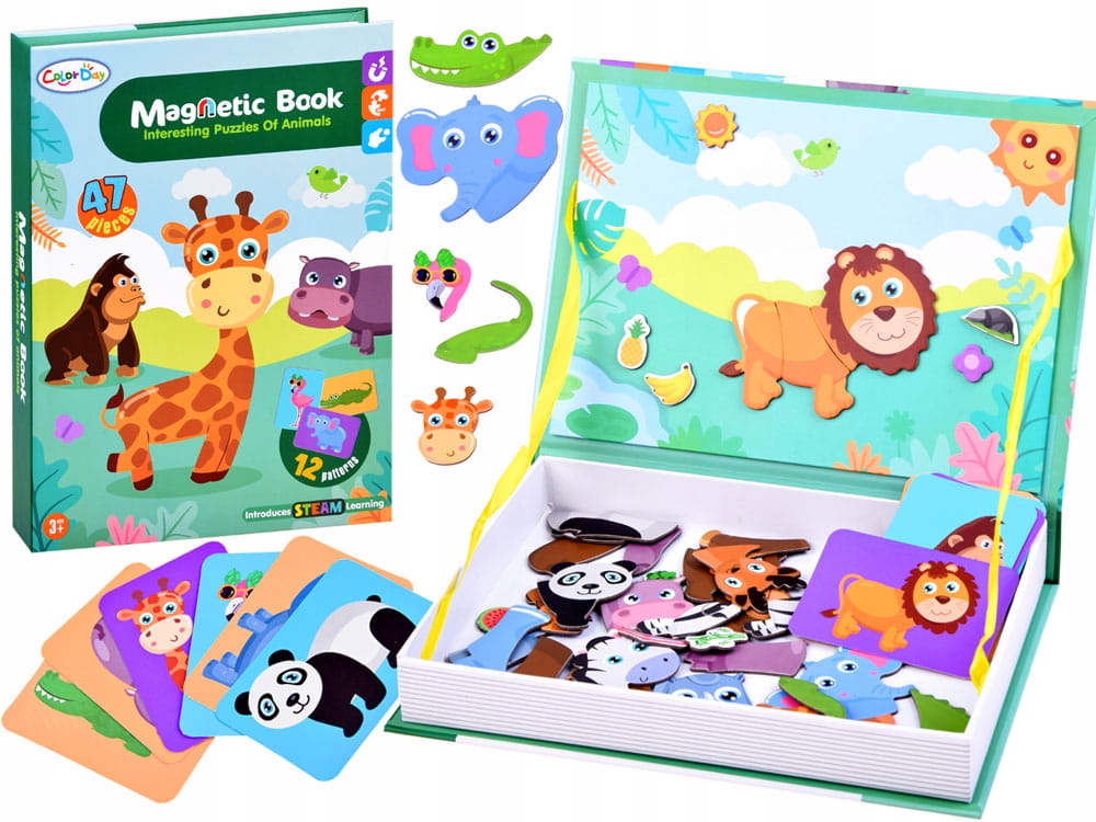 UKŁADANKA MAGNETYCZNA, puzzle zwierzęta ZOO