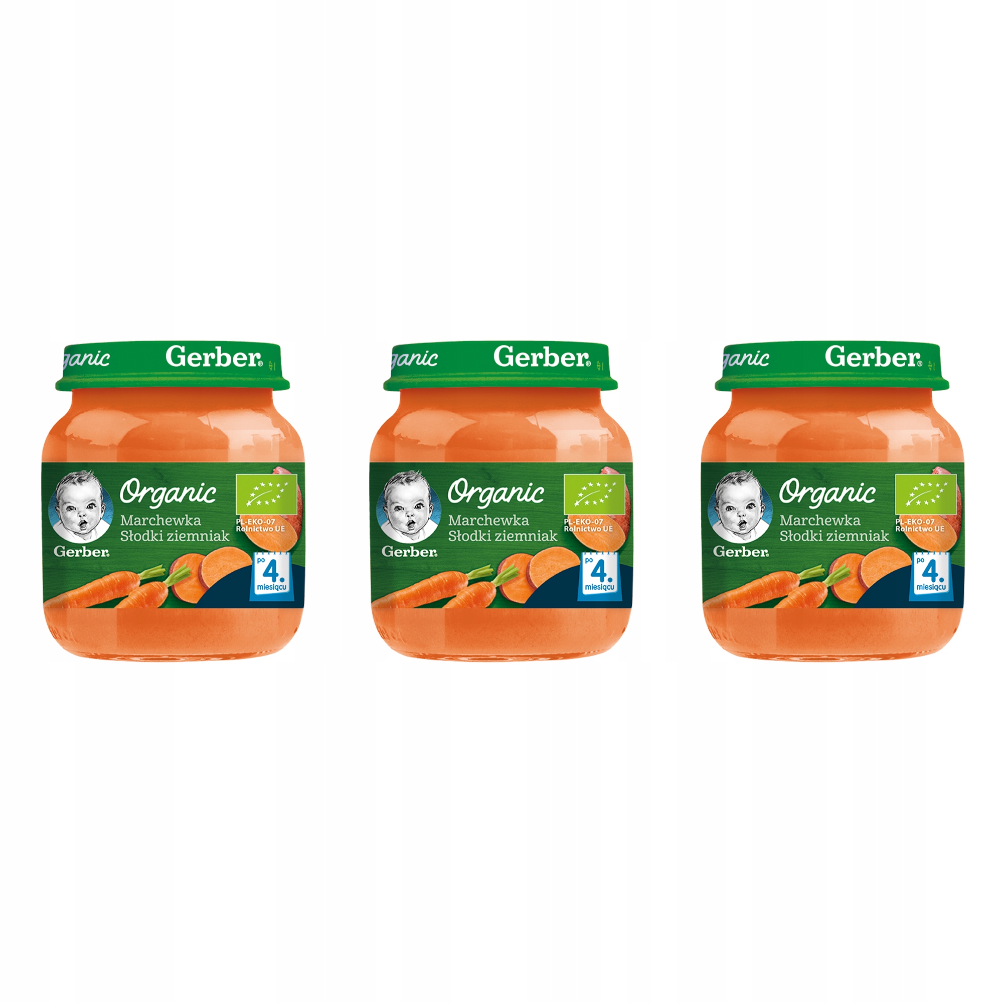GERBER ORGANIC Obiadek Marchewka, słodki ziemniak po 4. miesiącu 3x125g