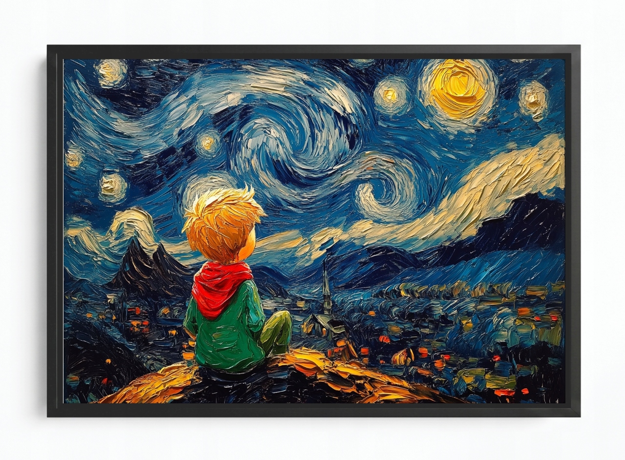 Obraz Rám Americký Box Malý Princ Hvězdná Noc Van Gogh Styl 120x80