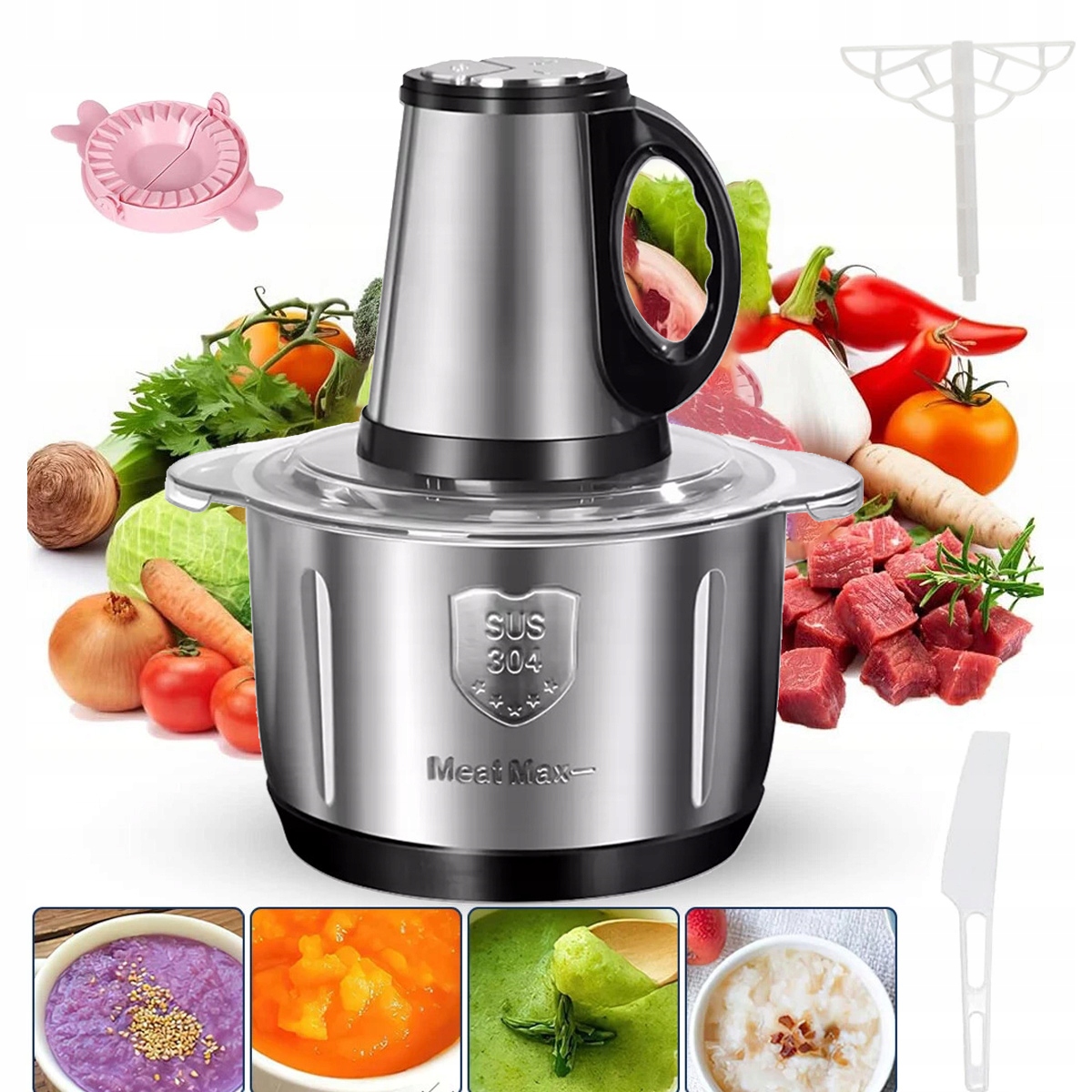 5L Elektryczna Szatkownica Kuchenna 500W Maszynka Do Mielenia Mięsa Cebuli