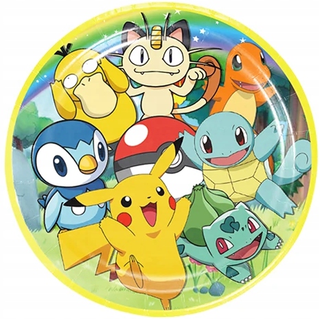 TALERZYKI URODZINOWE PAPIEROWE POKEMON GO PIKACHU URODZINY 8szt
